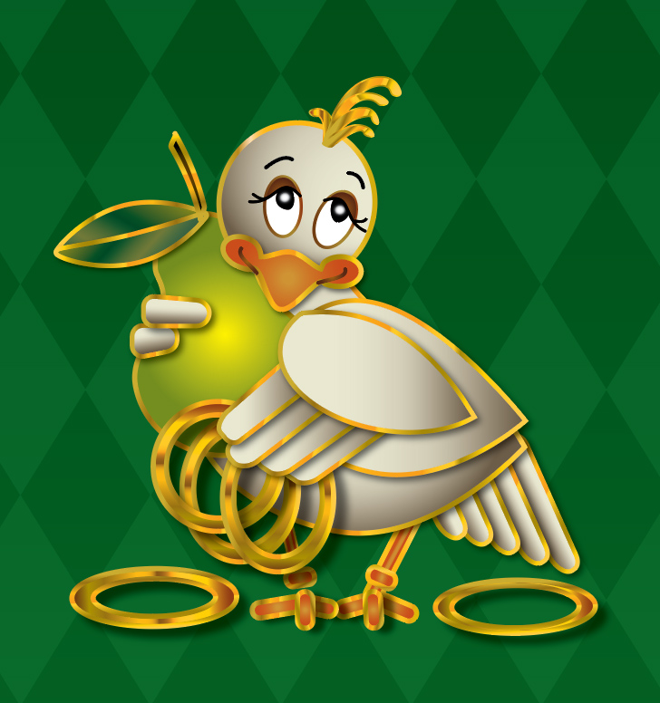 Christmas dove holding five golden rings Christmas dove holding five golden rings