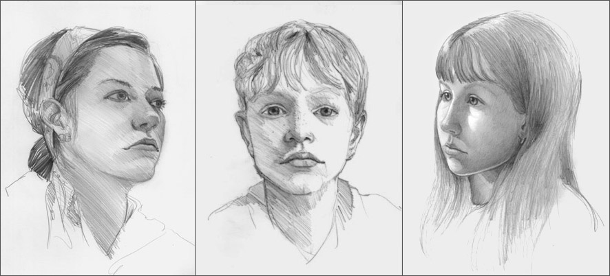 Three pencil studies Three pencil studies